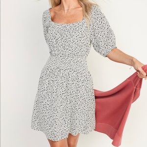 Puff-Sleeve Waist-Defined Smocked Mini Dress for Women